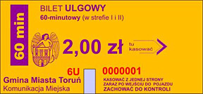 Bilet czasowy 60-minutowy, ulgowy